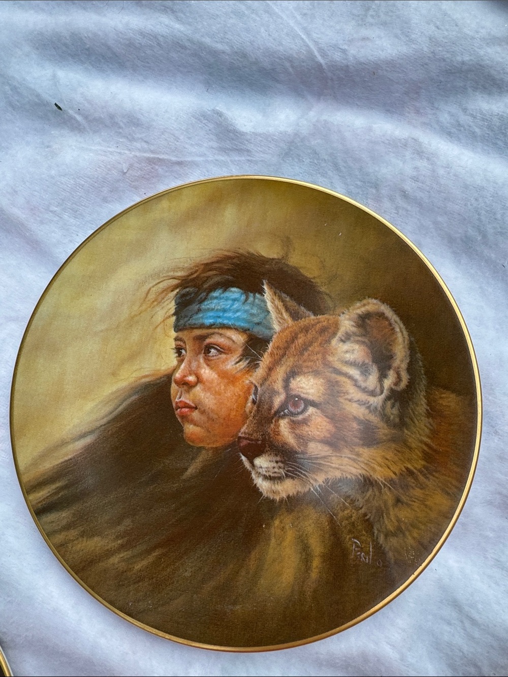 Native Spirit Round Wall Art Plate - Brown & Blue